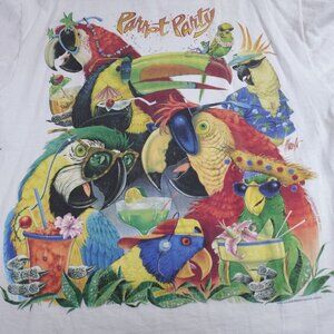 Vintage Caribbean Soul Parrot Party Shirt 2XL Size White Double Sided